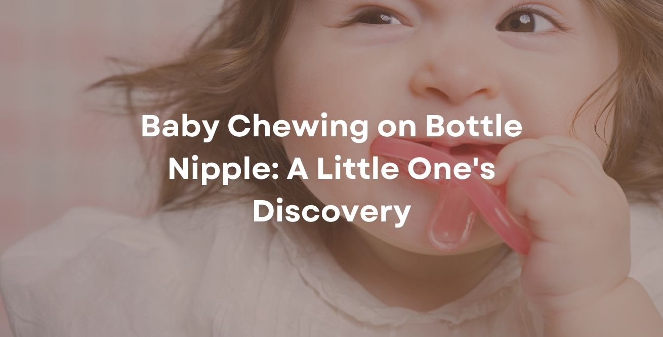 Baby Chewing on Bottle Nipple: A Little One's Discovery