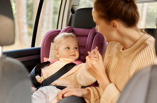 mom and baby in the car