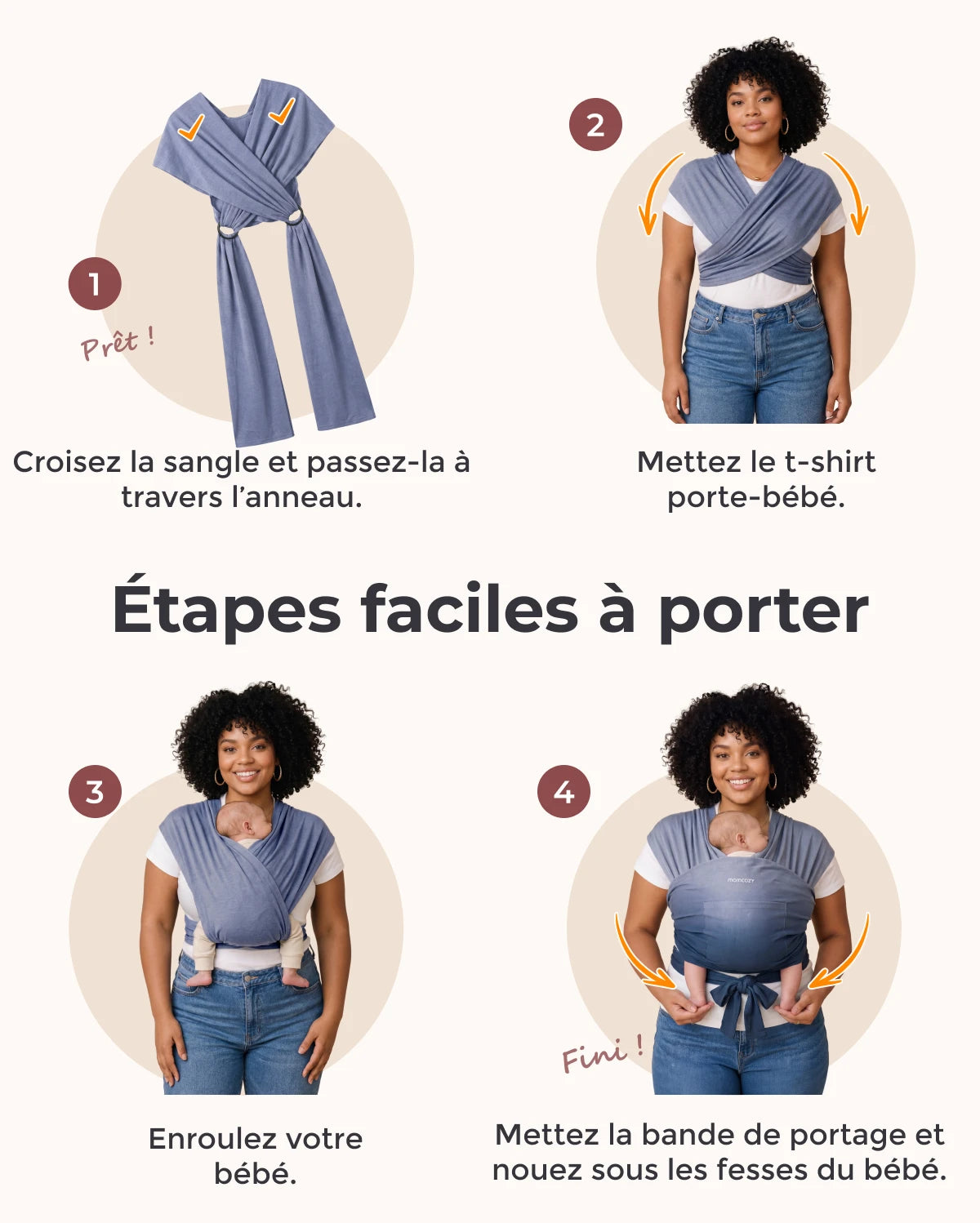 Facile à porter les mains libres - Porte-bébé en écharpe