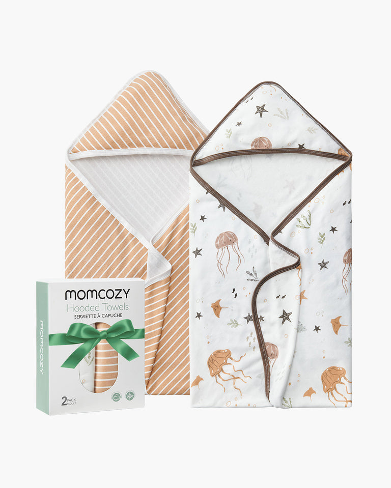Translation missing: en.Momcozy Baby Hooded Towel - Ocean Whimsy, 2-Pack