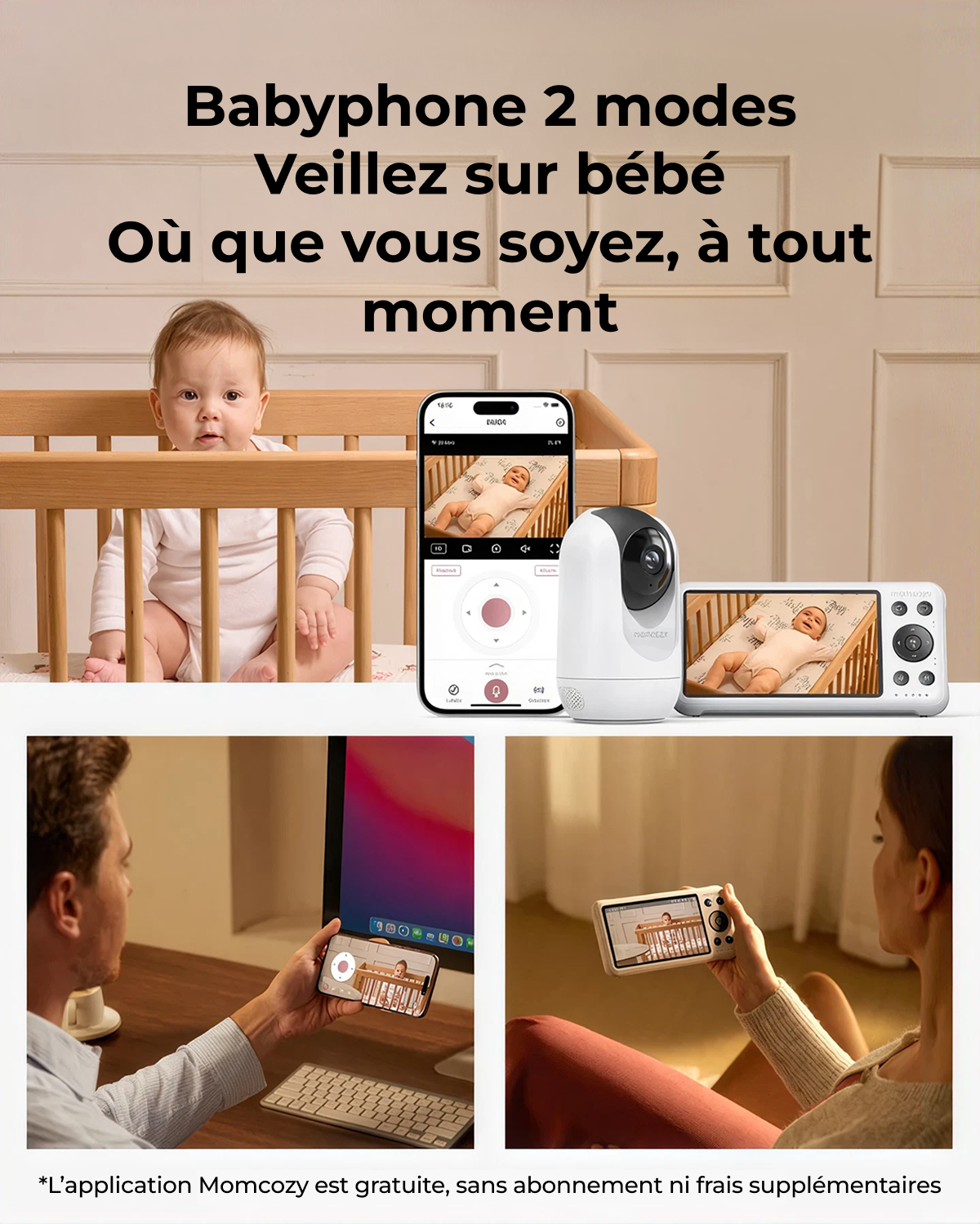 Momcozy 5-Inch Dual-mode Smart Baby Monitor-BM04