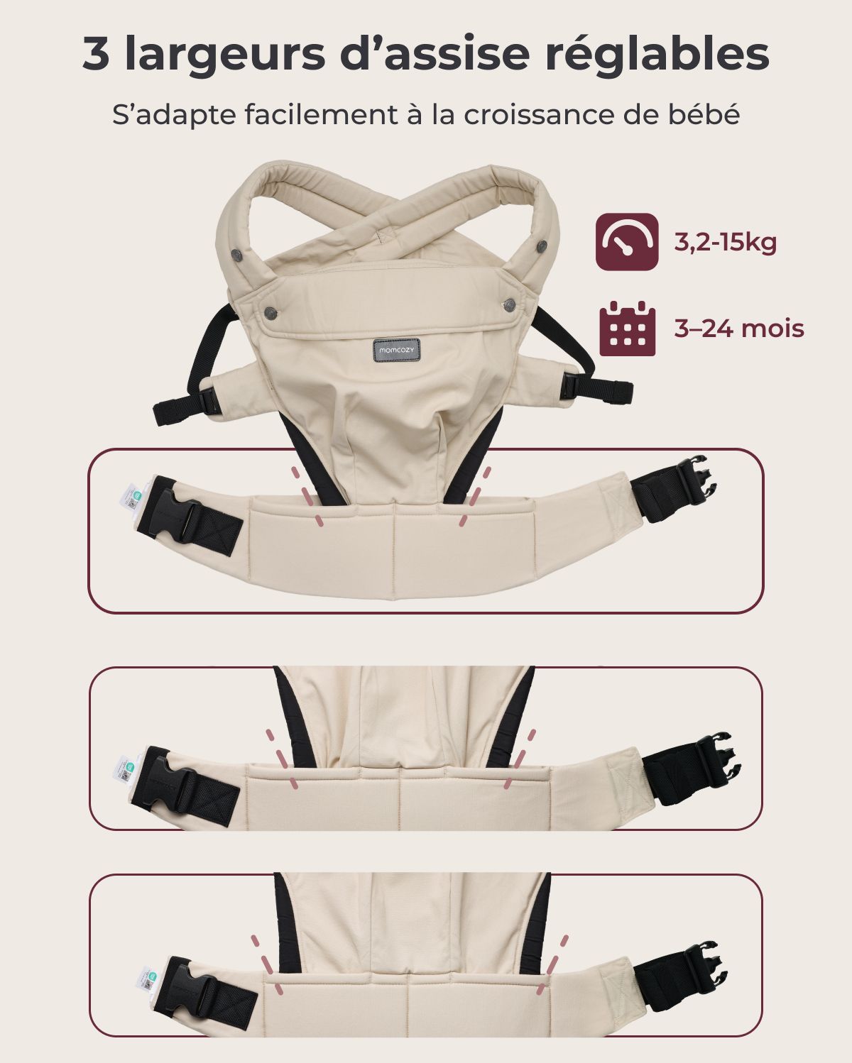 Porte-bébé Momcozy PureHug - Ergonomique, confortable & léger