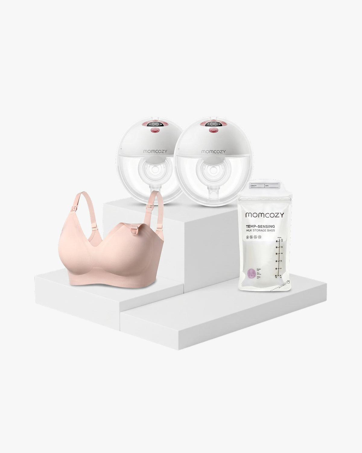Feeding Bundle: M5 Smart Wearable Breast Pump and  120 Breastmilk Storage Bags and Nursing Bra YN21