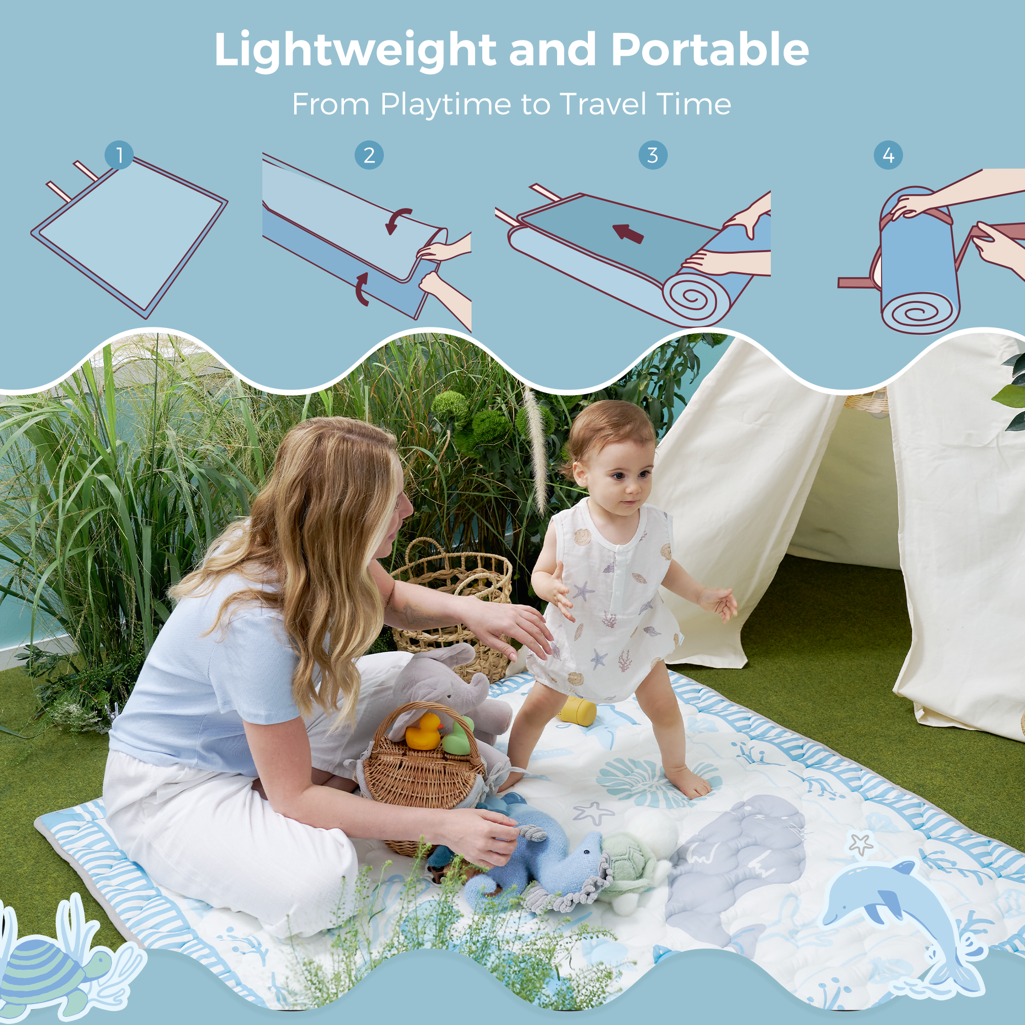 Tapis de jeu portable pour bébé Momcozy – Confort rafraîchissant