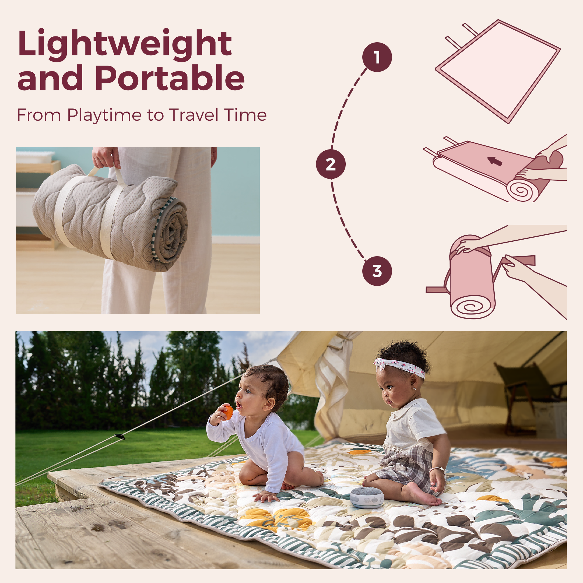 Tapis de jeu portable pour bébé Momcozy – Confort rafraîchissant