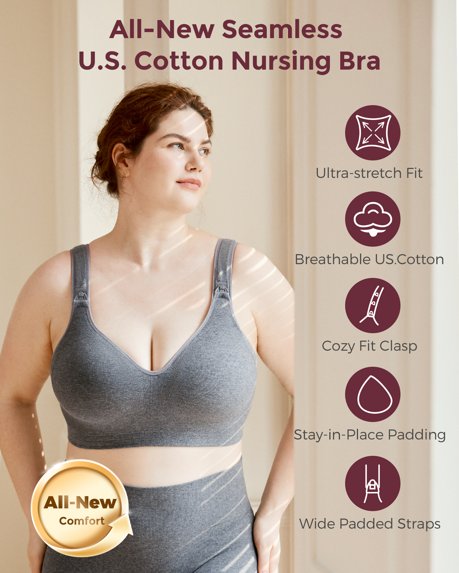 Soutiens-gorge d’allaitement Momcozy en coton pour poitrines généreuses