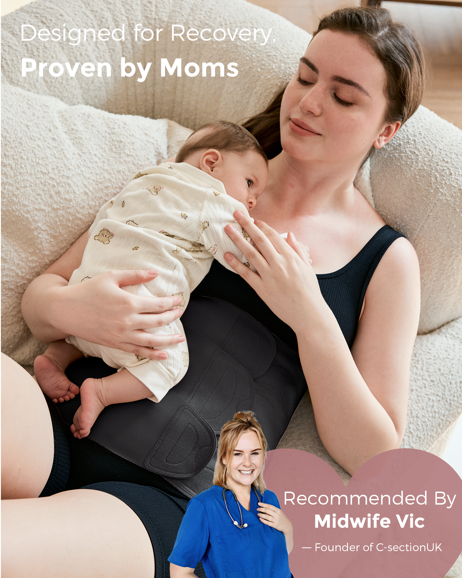 Pack Récupération Post-Partum : Ceinture de maintien Ergonest et ceinture abdominale post-partum Petite