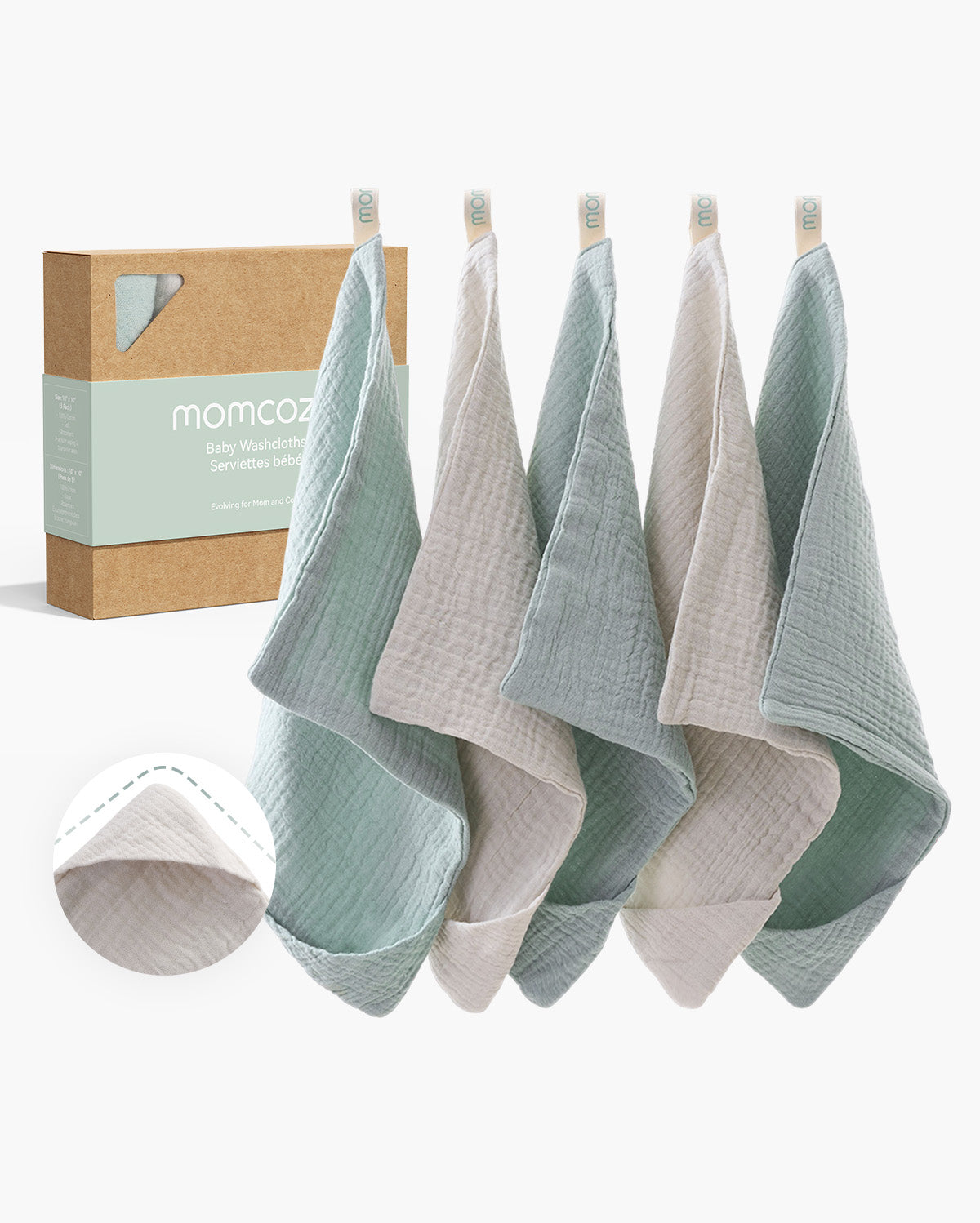 Momcozy Baby Washcloths – Soft 4-Layer Cotton, Gentle for Newborns