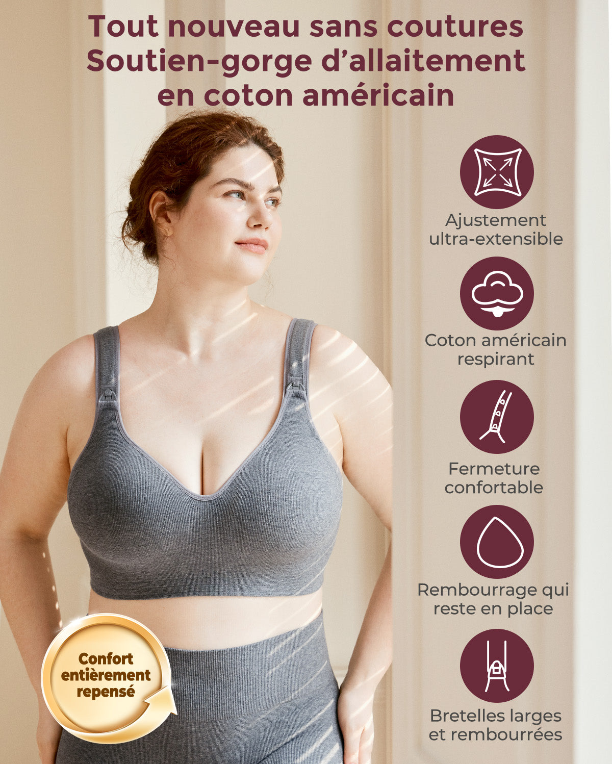 Soutiens-gorge d’allaitement Momcozy en coton pour poitrines généreuses