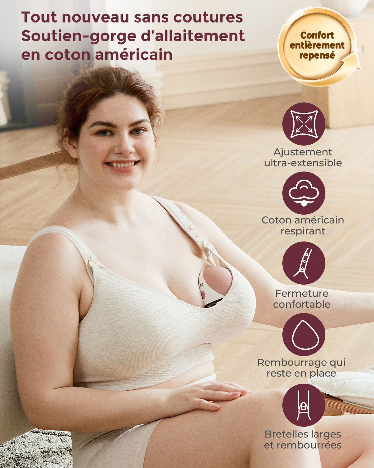 Soutiens-gorge d’allaitement Momcozy en coton pour poitrines généreuses