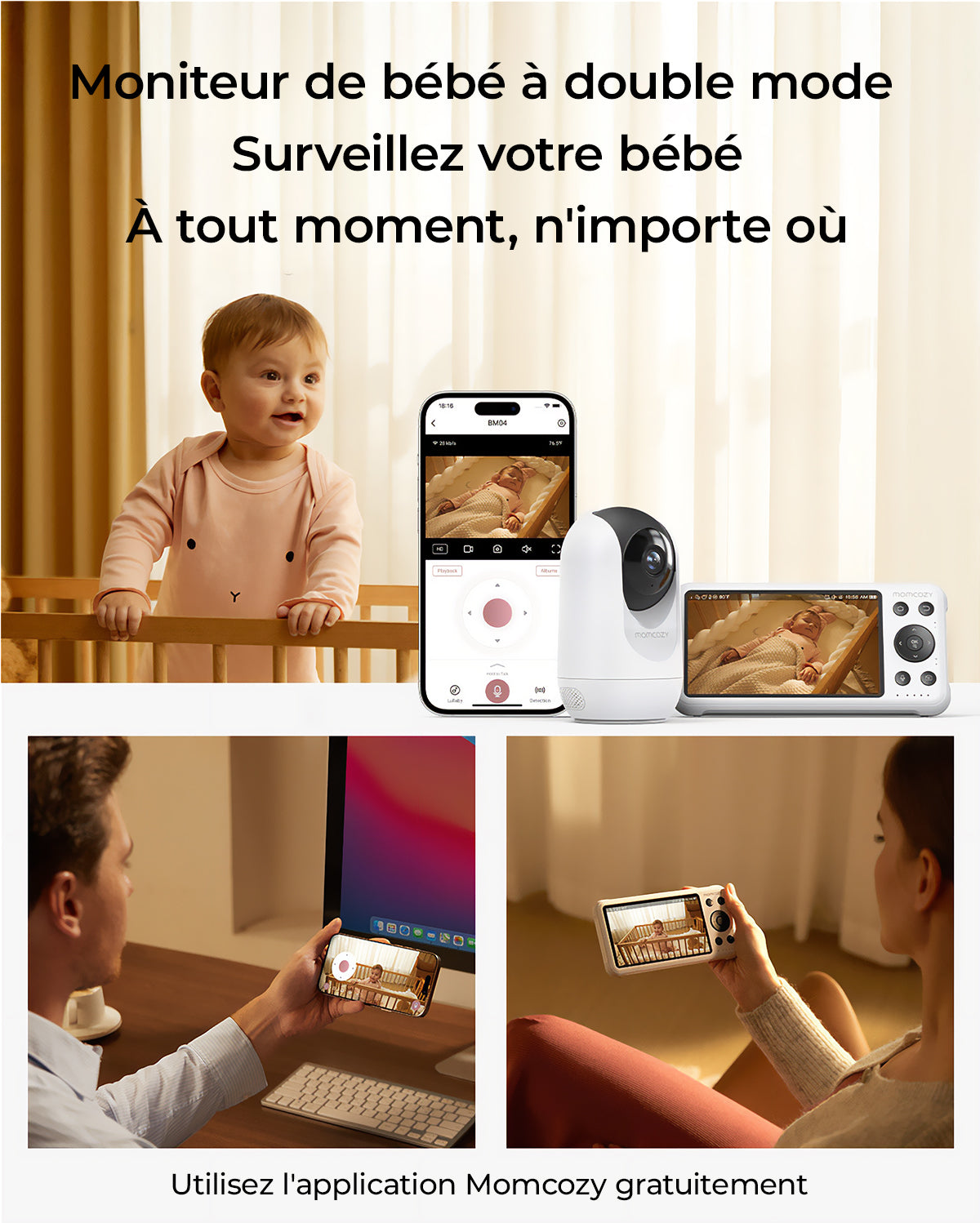 Momcozy 5-Inch Dual-mode Smart Baby Monitor-BM04