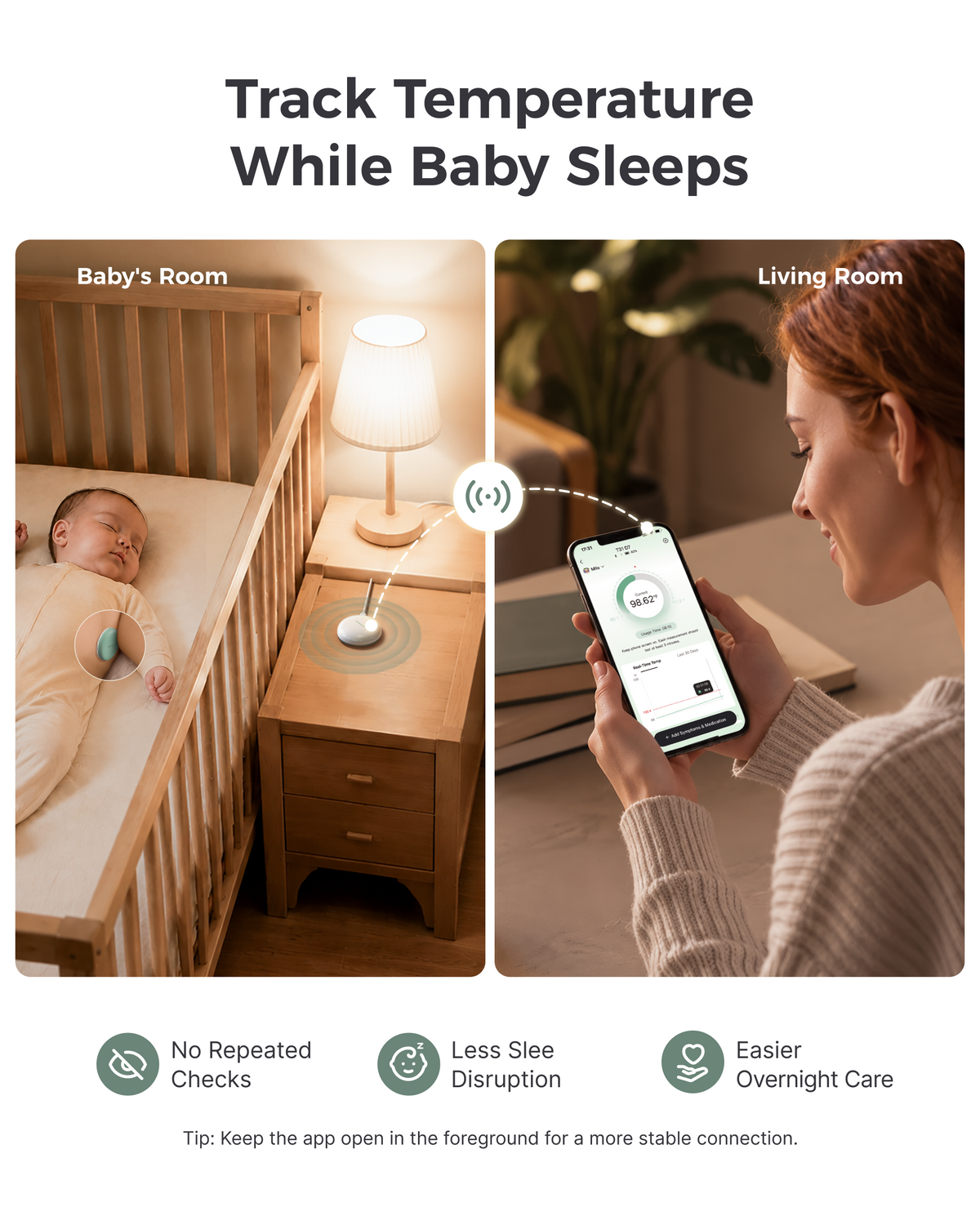 Kit thermomètre connecté portable pour bébé & amplificateur de signal Momcozy