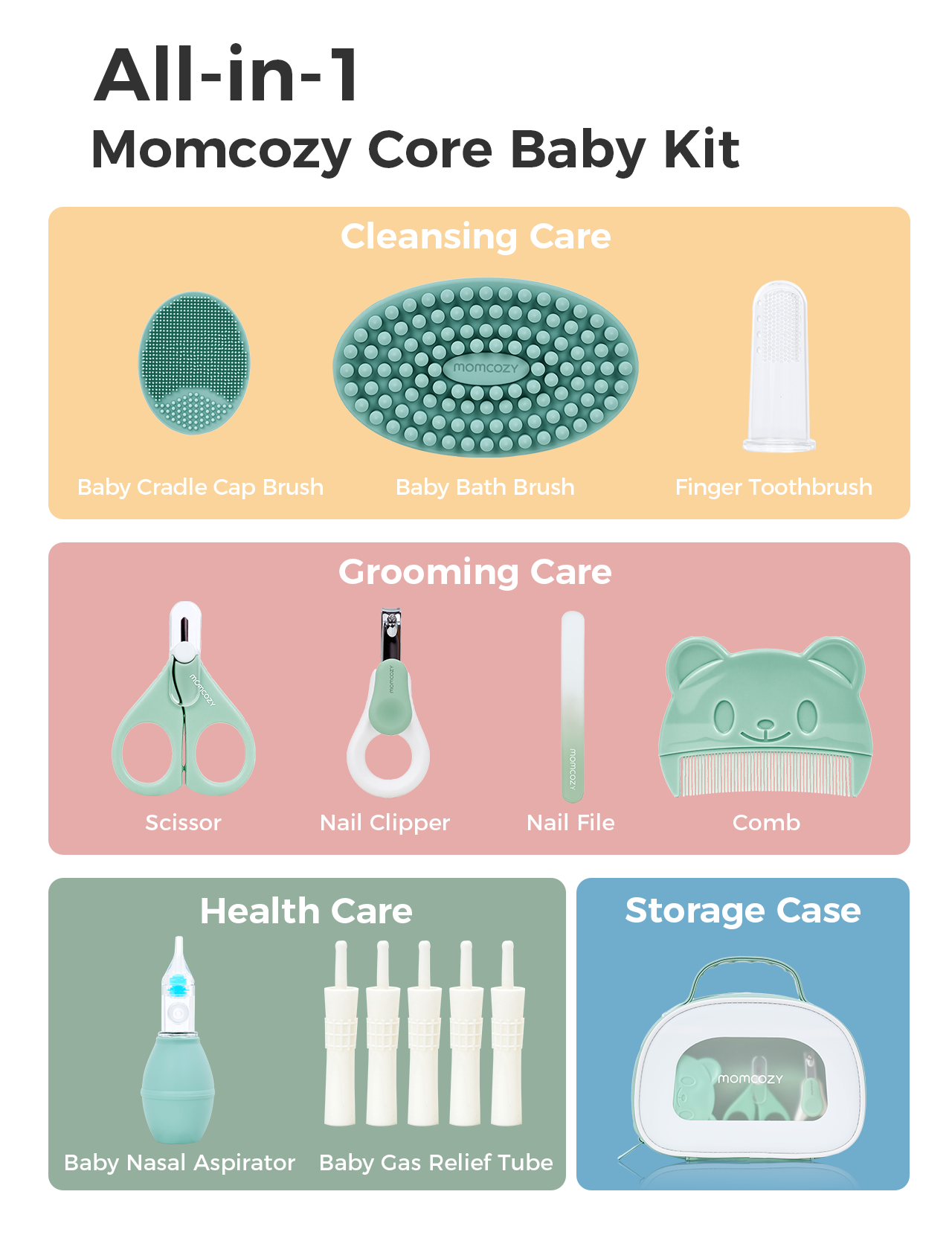 Pack Soins Bébé : Kit bébé essentiel tout-en-un + Lime à ongles électrique pour bébé + Chauffe-lingettes
