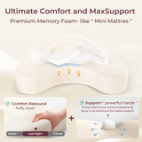 Momcozy MaxSupport nursing pillow showcasing premium memory foam for ultimate comfort and support.