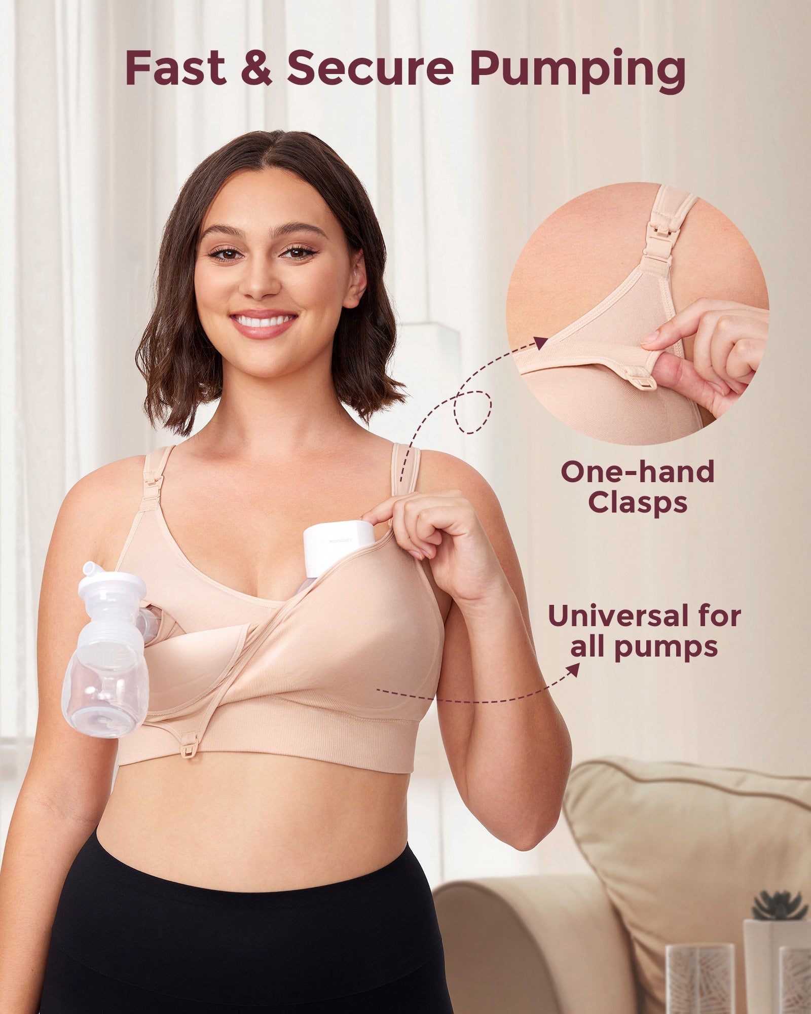 Soutien-gorge d’allaitement Momcozy mains libres tout-en-un avec coussinet fixe