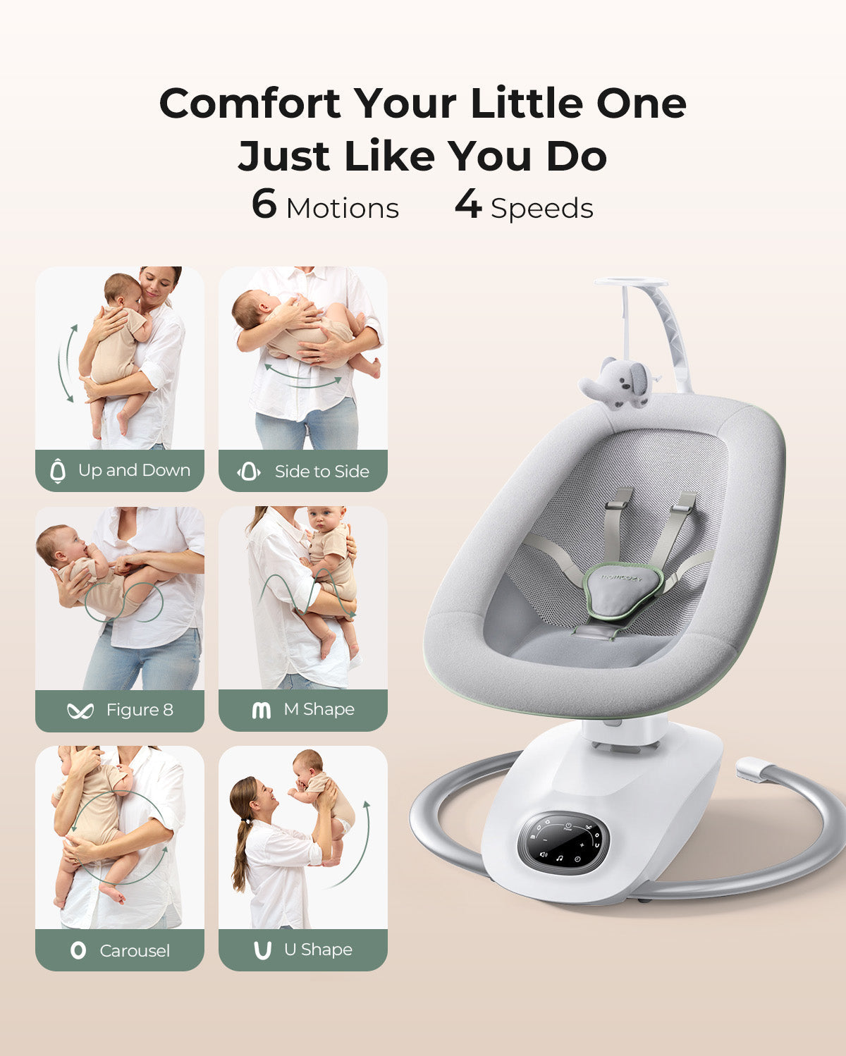 Balancelle Bébé Électrique 3D Momcozy CocoSway – Confort et Apaisement