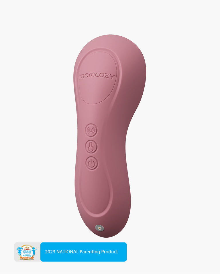 Translation missing: fr.Momcozy 3 Mode Adjustable Kneading Lactation Massager, 2023 National Parenting Product, pink lactation aid with three buttons for vibration modes