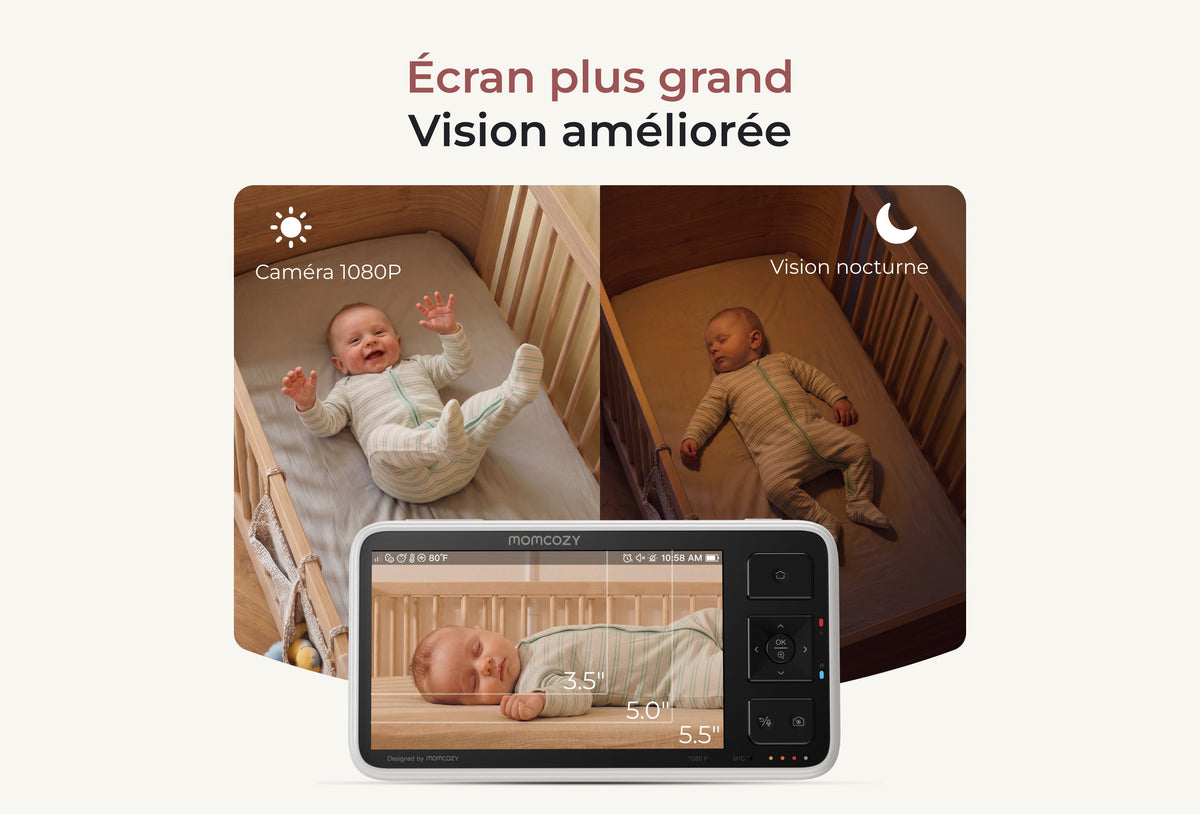 Babyphone intelligent sans Wi-Fi 5,5 pouces Full HD (BM03 noir)