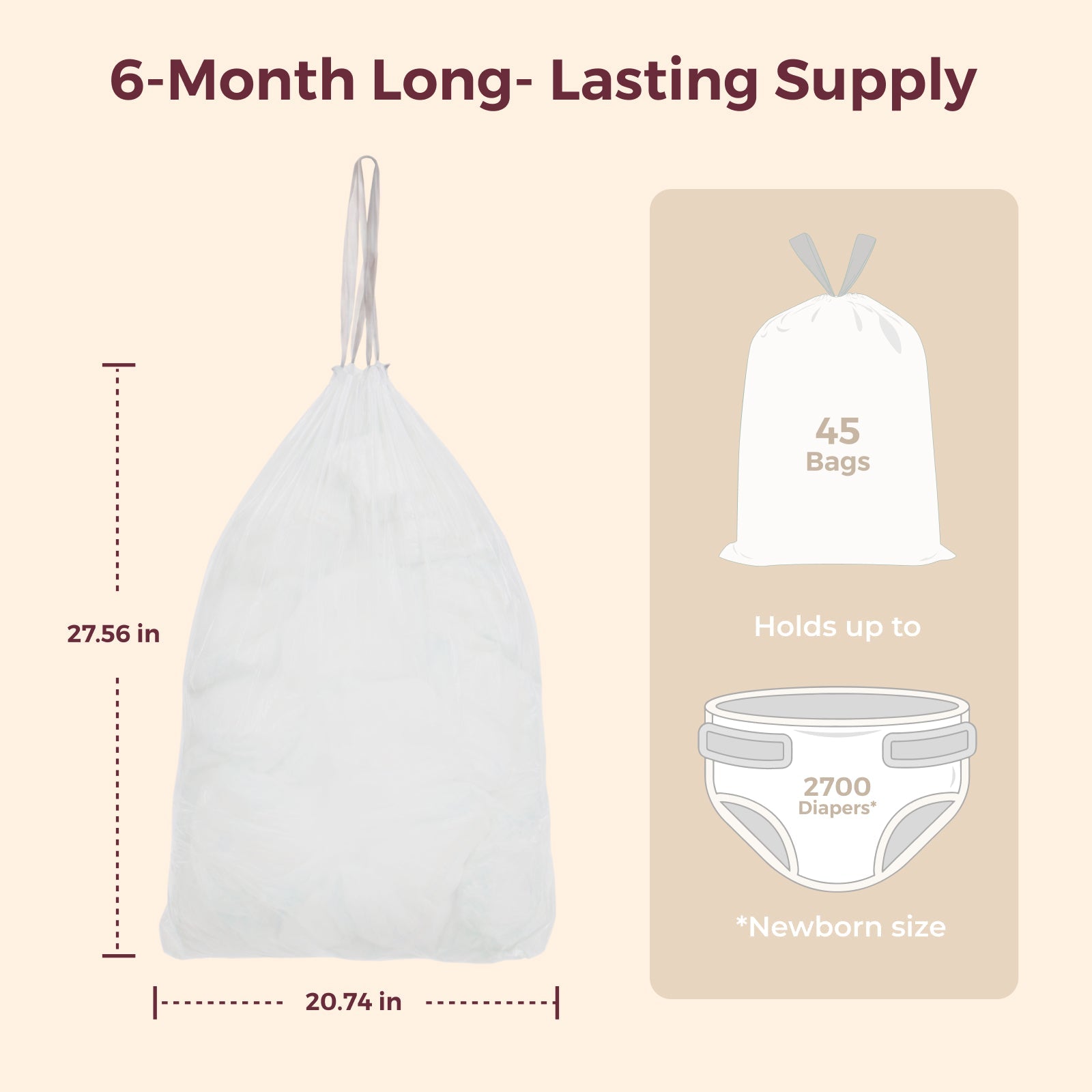 Momcozy Recharges pour poubelle à couches | Packs désodorisants et sacs poubelle à lien coulissant