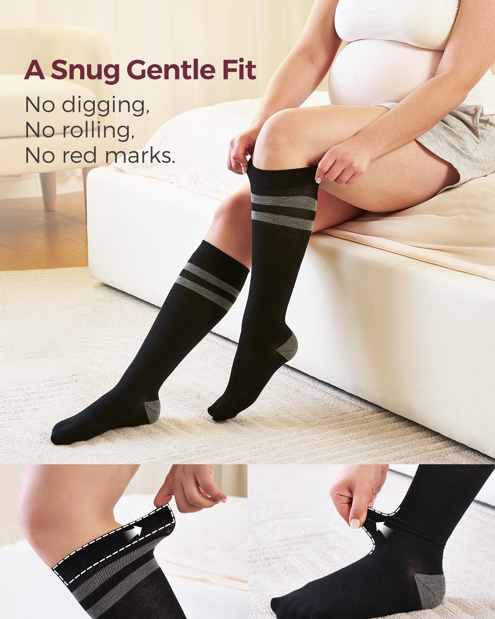 Chaussettes de compression Momcozy pour femmes – Mollet large