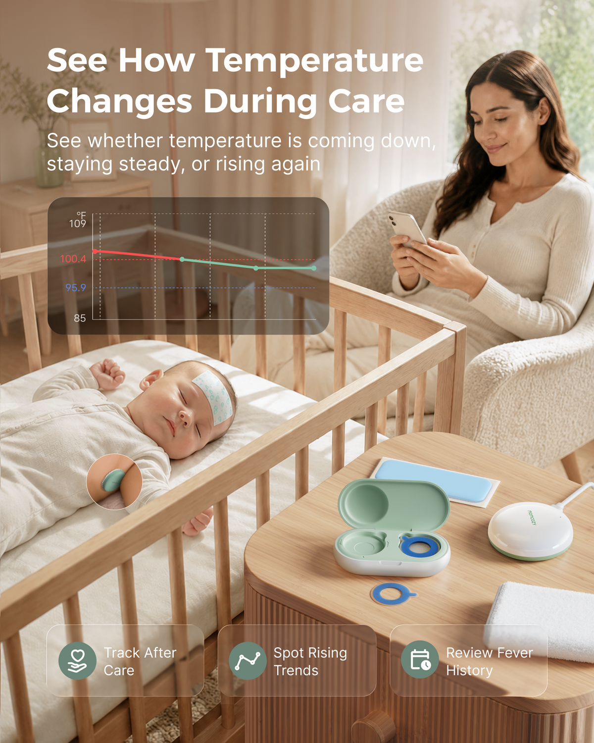 Kit thermomètre connecté portable pour bébé & amplificateur de signal Momcozy