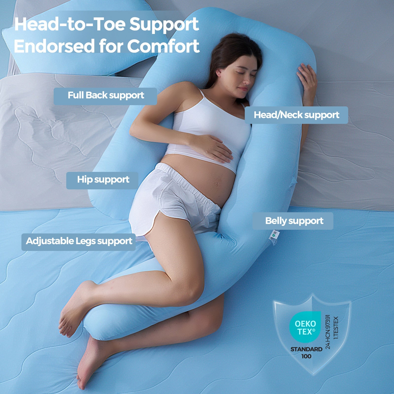 Original F Shaped Pregnancy Pillows with Adjustable Wedge Pillow (Oreiller de grossesse en forme de F réglable)
