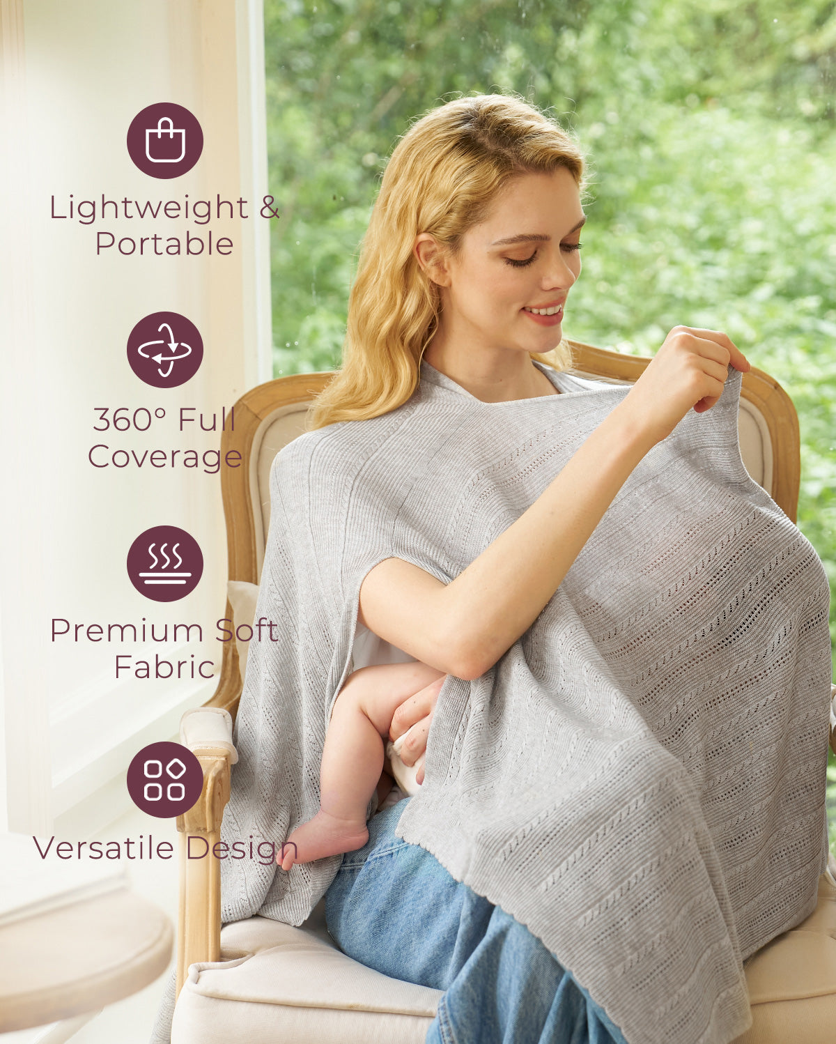 Couverture d’allaitement ultra-légère en tissu Tencel™ Lyocell