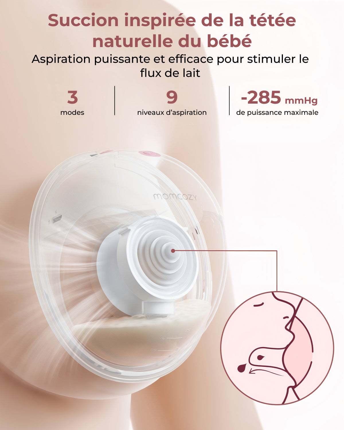 Tire-lait portable et connecté Momcozy M5 Smart - Amélioré avec contrôle via application