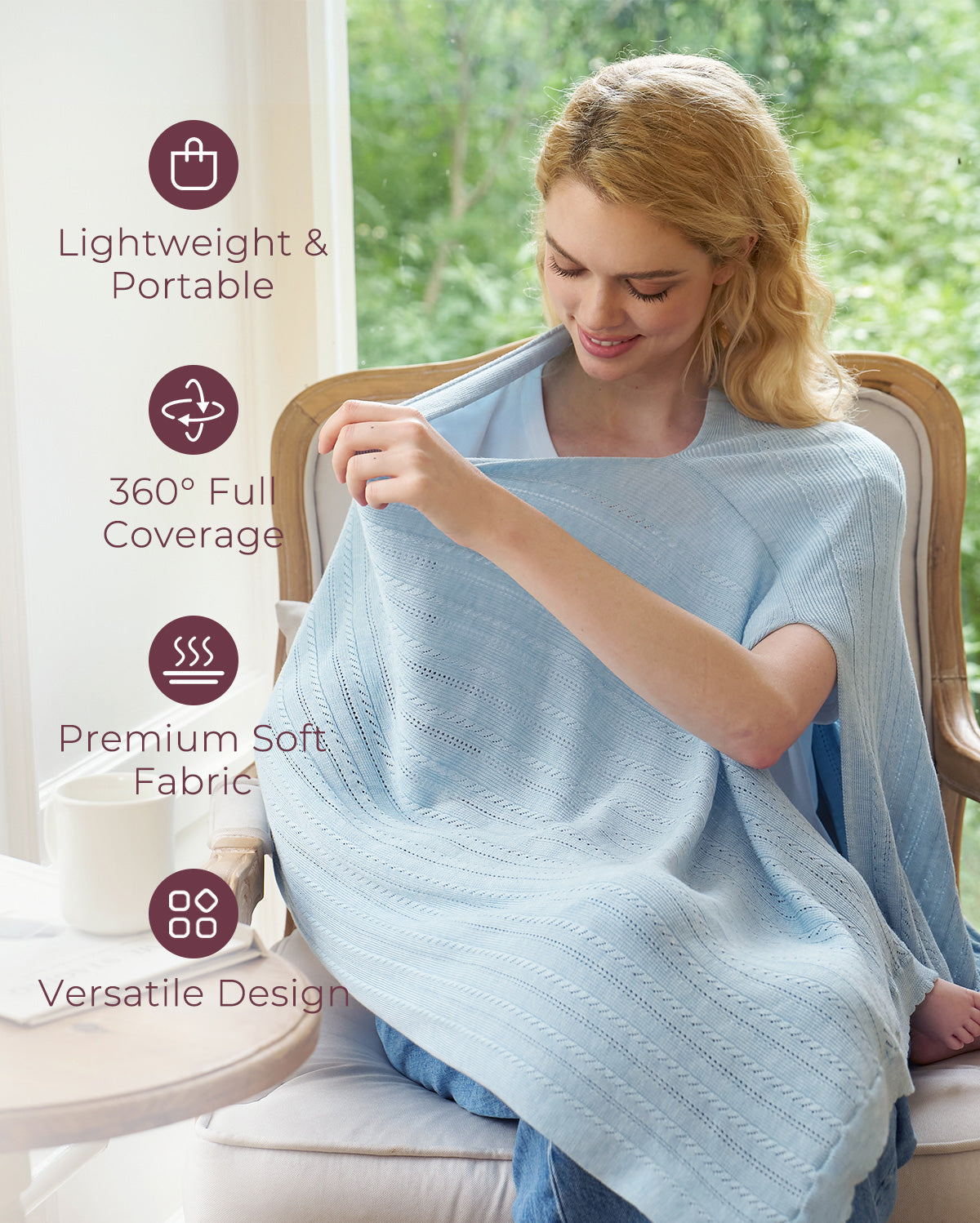 Couverture d’allaitement ultra-légère en tissu Tencel™ Lyocell