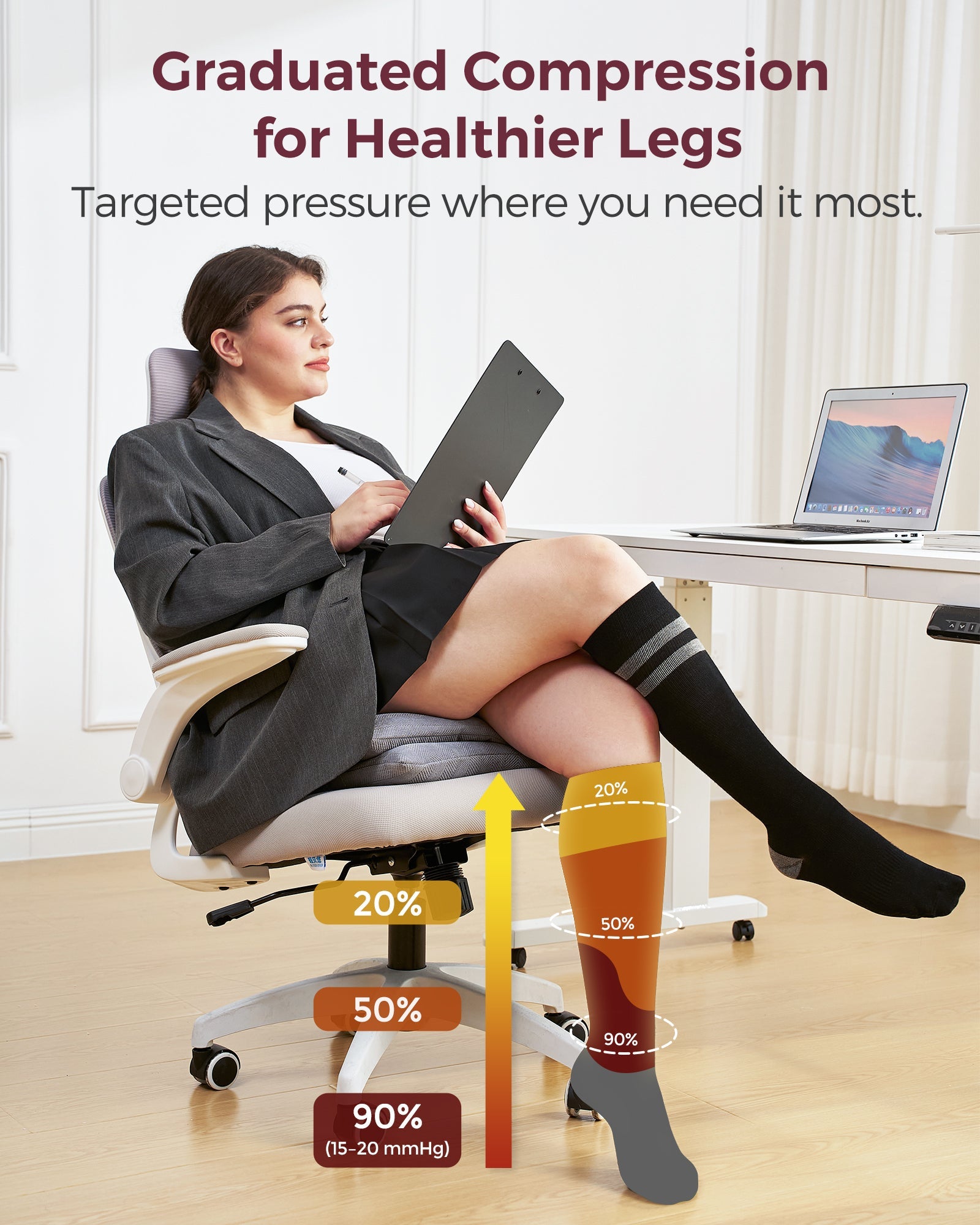 Chaussettes de compression Momcozy pour femmes – Mollet large