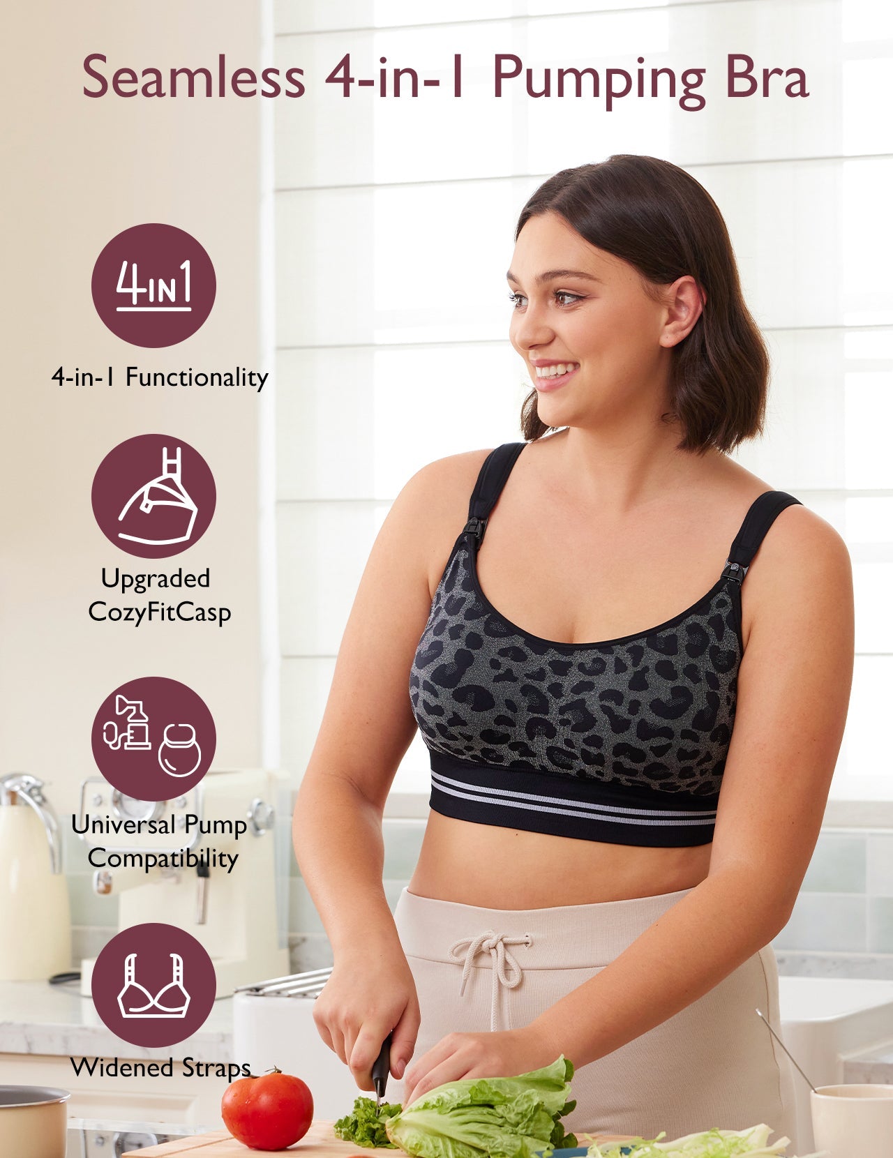 Soutien-gorge d’allaitement ultra doux et sans coutures YN21 & DEX – Lot 4-en-1, tissu extensible, mains libres pour pompe