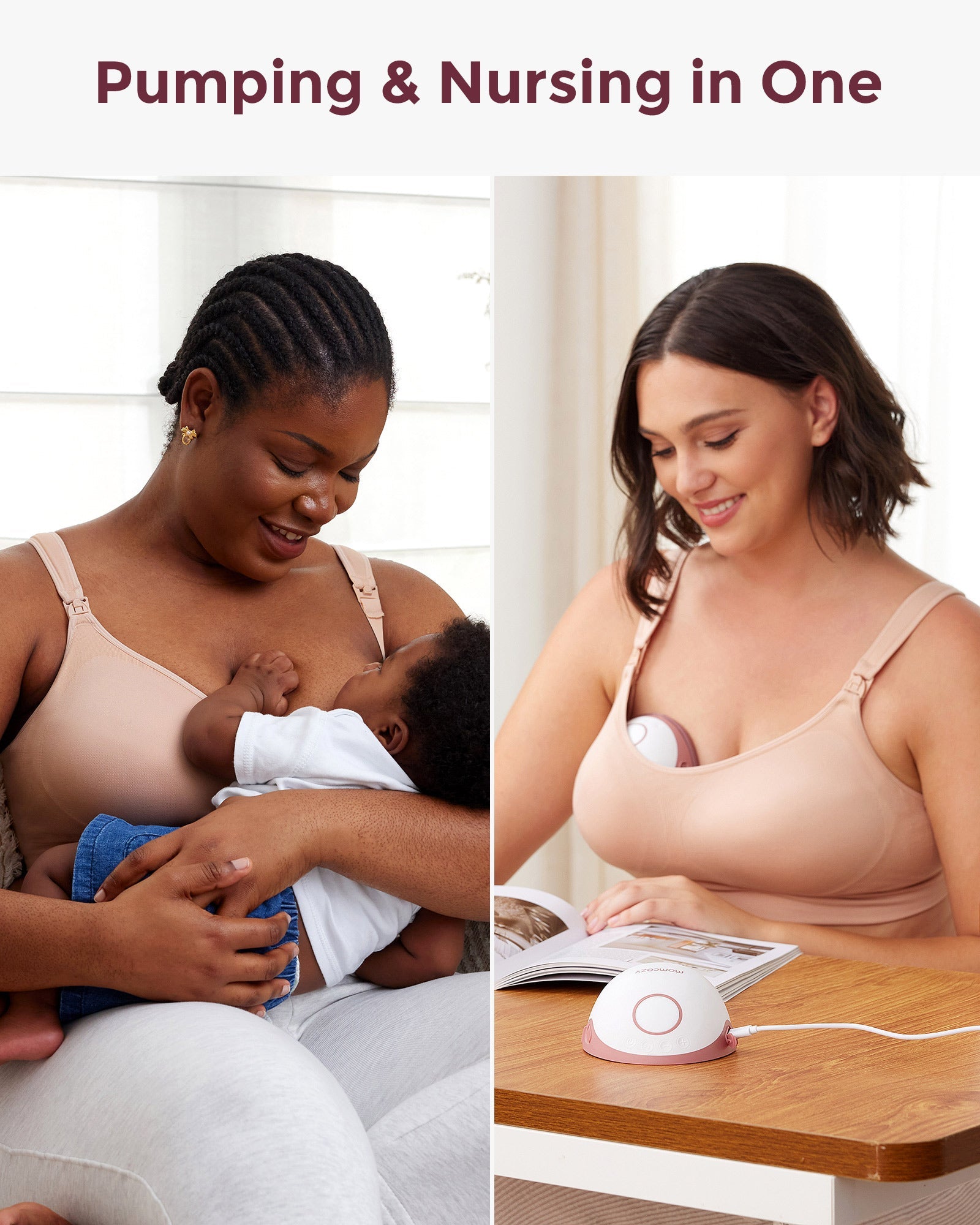 Soutien-gorge d’allaitement Momcozy mains libres tout-en-un avec coussinet fixe