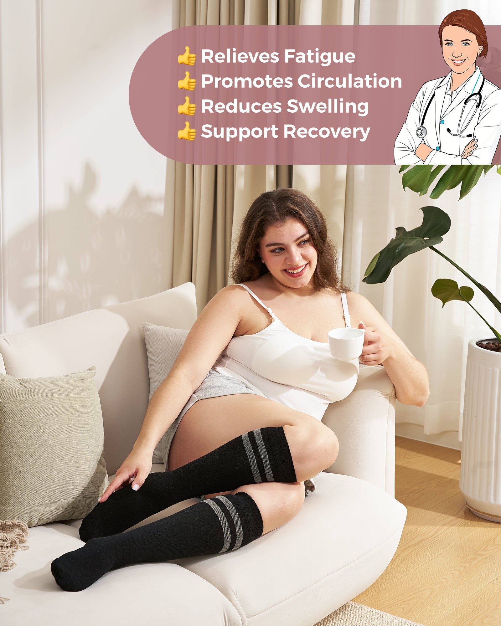 Chaussettes de compression Momcozy pour femmes – Mollet large