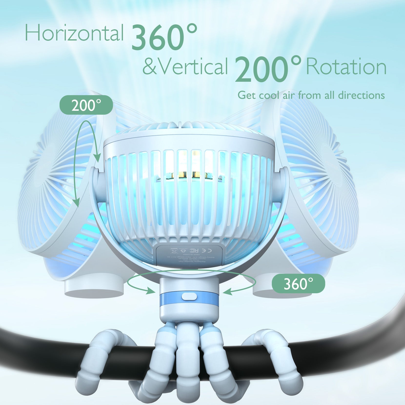 Ventilateur de poche USB rechargeable pour le voyage