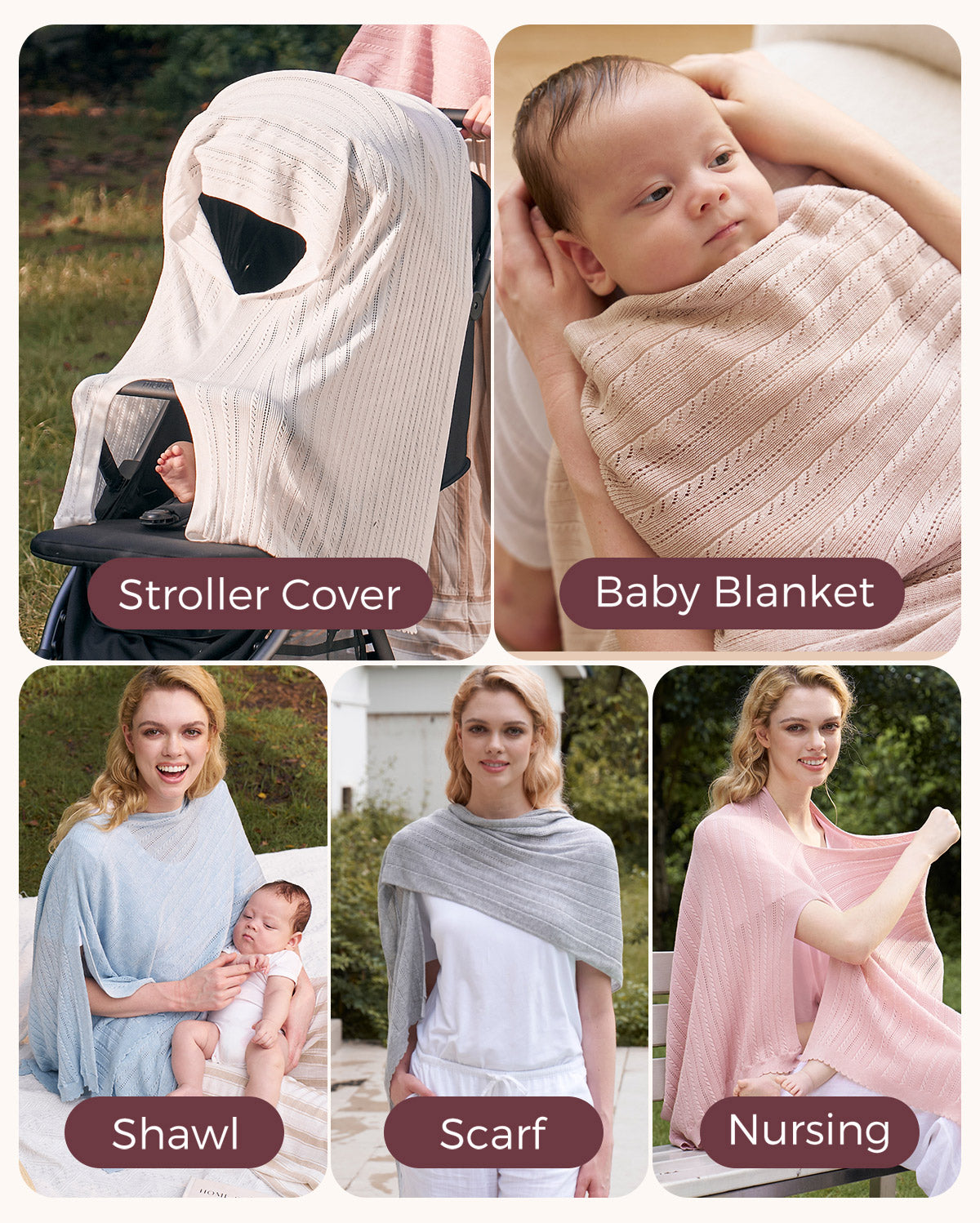 Couverture d’allaitement ultra-légère en tissu Tencel™ Lyocell