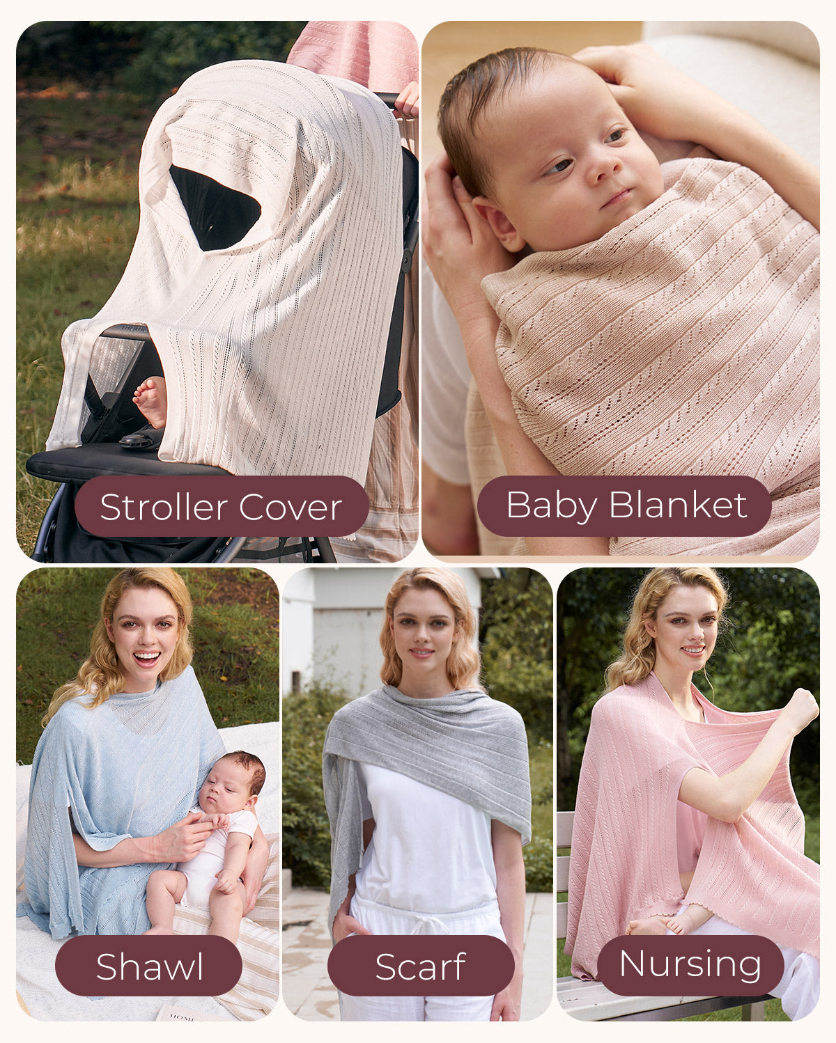 Couverture d’allaitement ultra-légère en tissu Tencel™ Lyocell