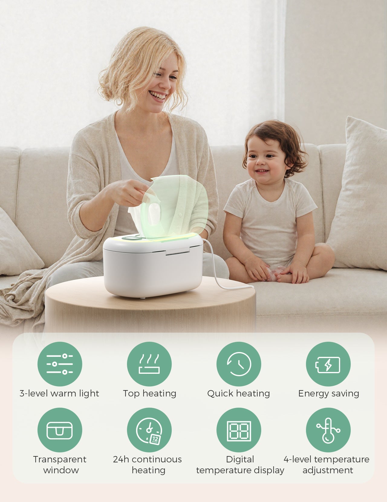 Pack Soins Bébé : Kit bébé essentiel tout-en-un + Lime à ongles électrique pour bébé + Chauffe-lingettes