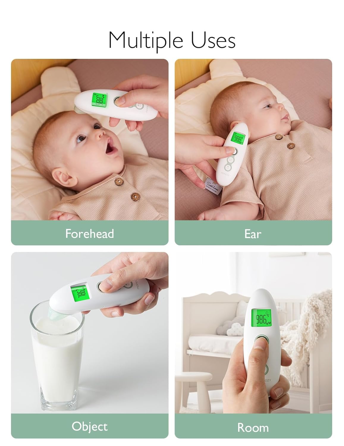 Thermomètre frontal et auriculaire sans contact Momcozy