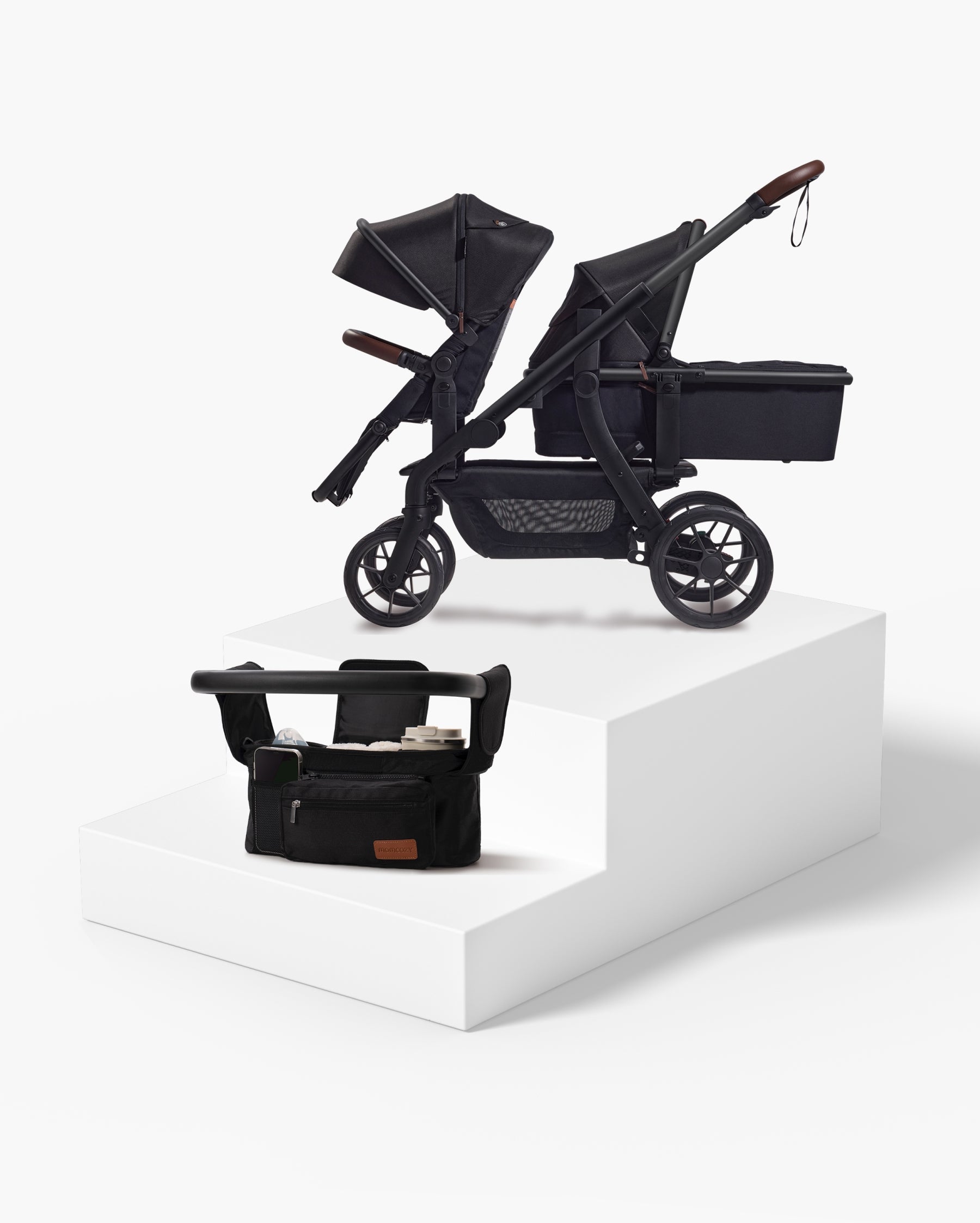 Pack Sortie : Poussette Momcozy ChangeGo & Organisateur de Poussette avec Porte-Gobelets