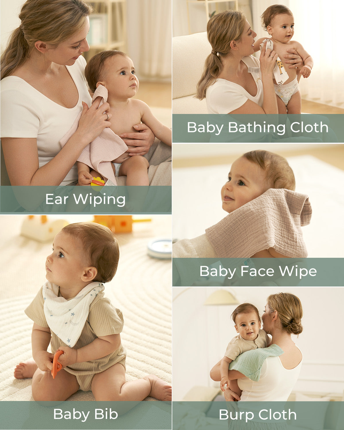 Momcozy Baby Washcloths – Soft 4-Layer Cotton, Gentle for Newborns