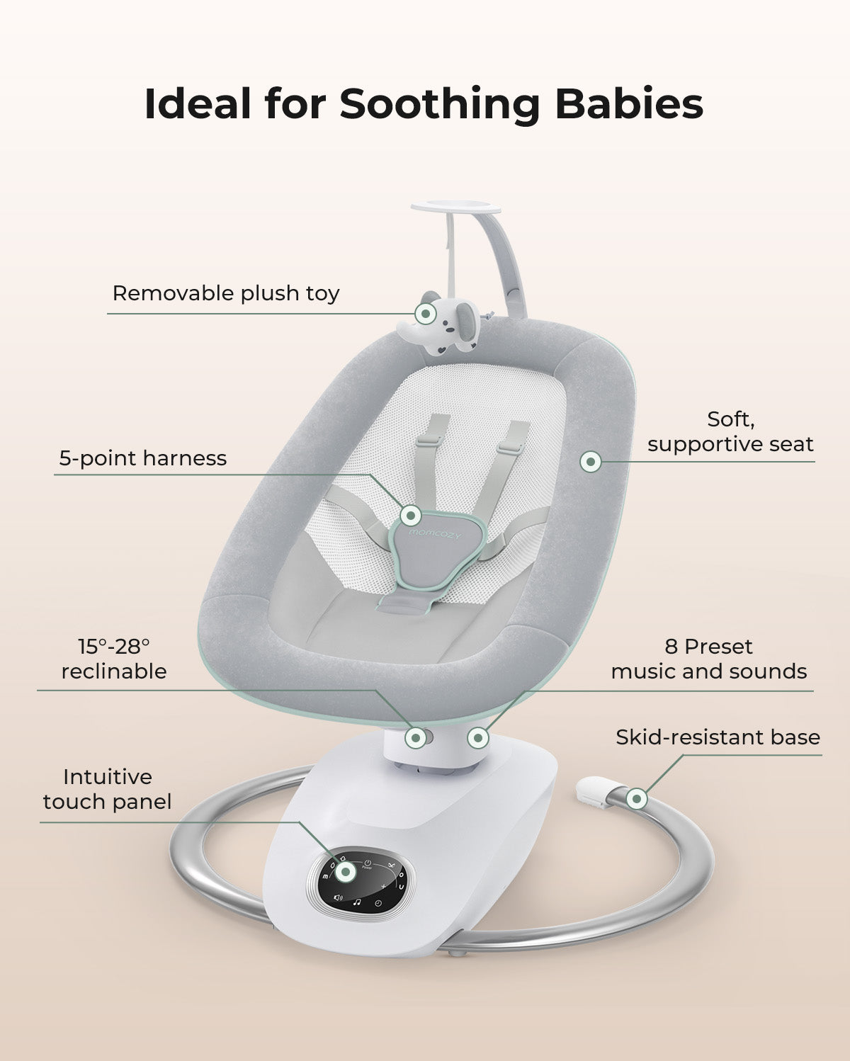 Balancelle Bébé Électrique 3D Momcozy CocoSway – Confort et Apaisement