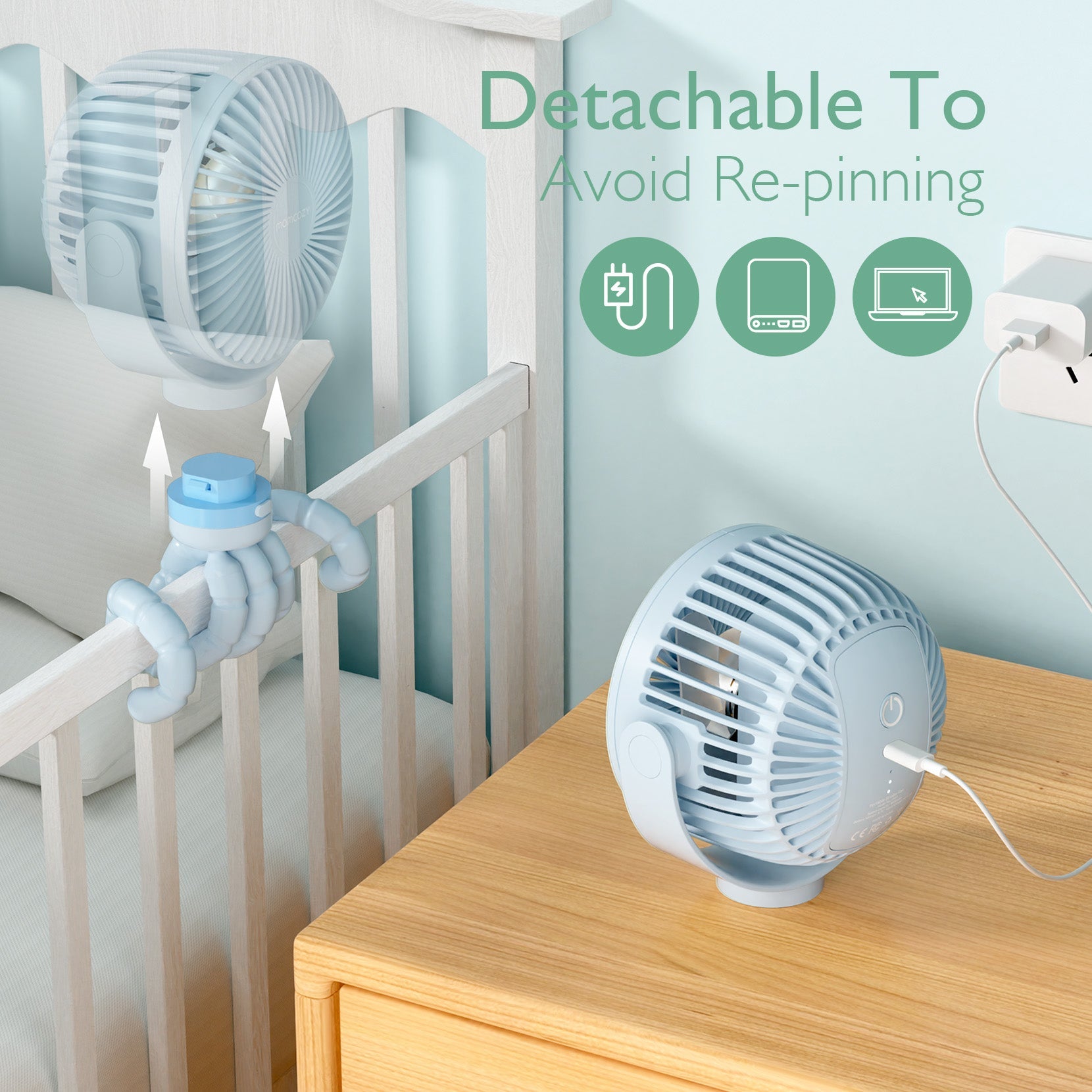 Ventilateur de poche USB rechargeable pour le voyage