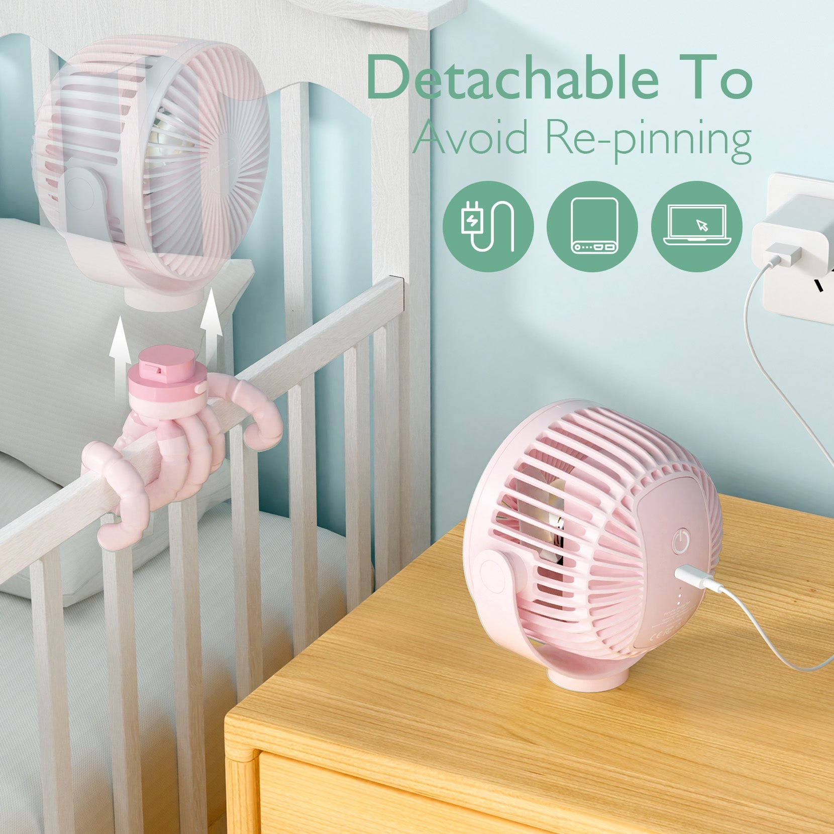 Ventilateur de poche USB rechargeable pour le voyage