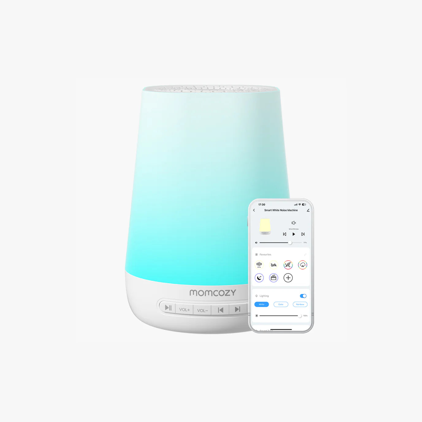 Machine à sons portable Momcozy pour bébé – Bruit blanc, berceuses & télécommande App
