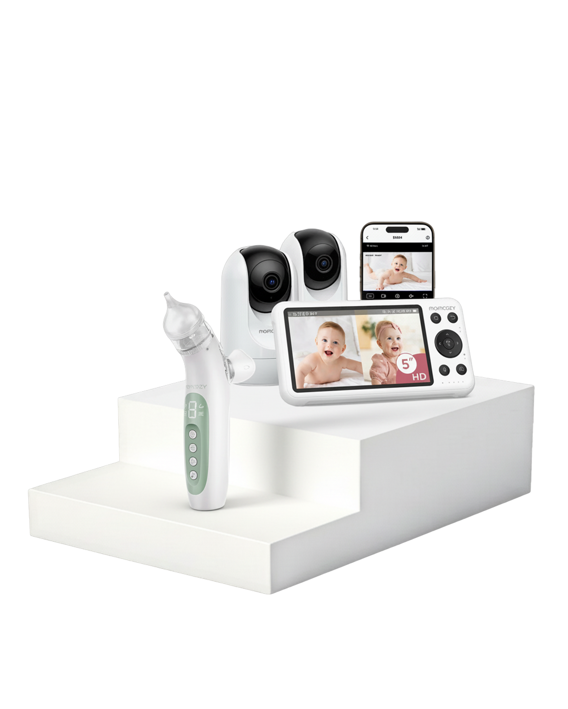 Pack Sérénité Bébé : Babyphone BM04 double caméra et aspirateur nasal BreezyClear™