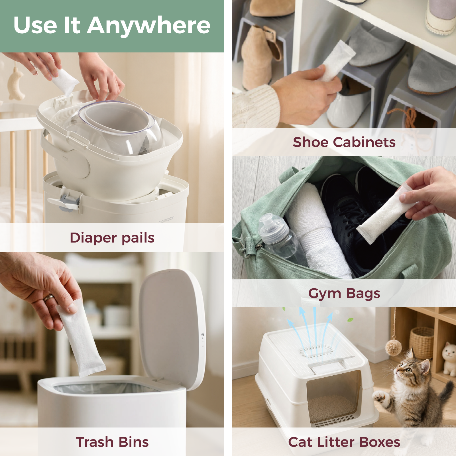 Momcozy Recharges pour poubelle à couches | Packs désodorisants et sacs poubelle à lien coulissant