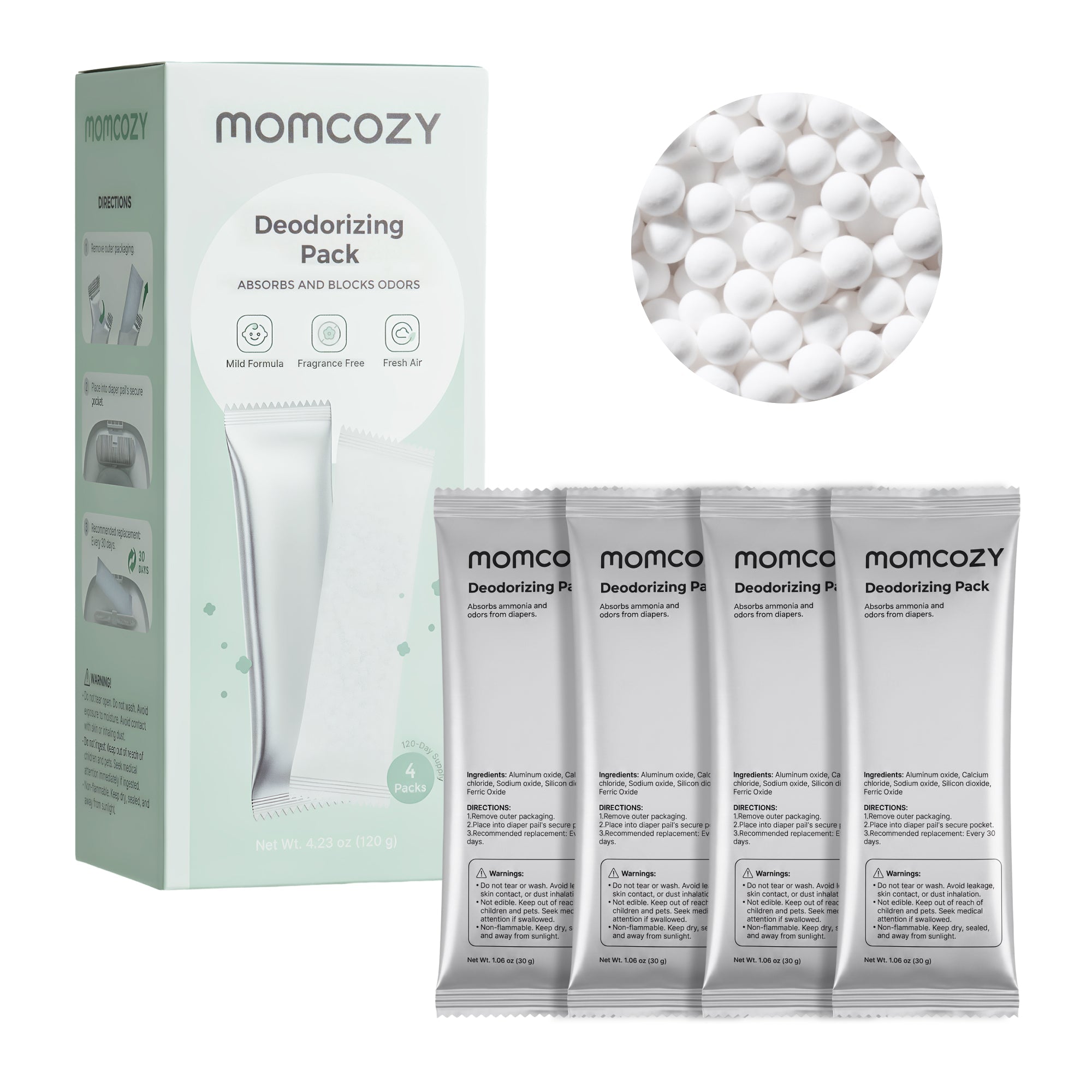Momcozy Recharges pour poubelle à couches | Packs désodorisants et sacs poubelle à lien coulissant
