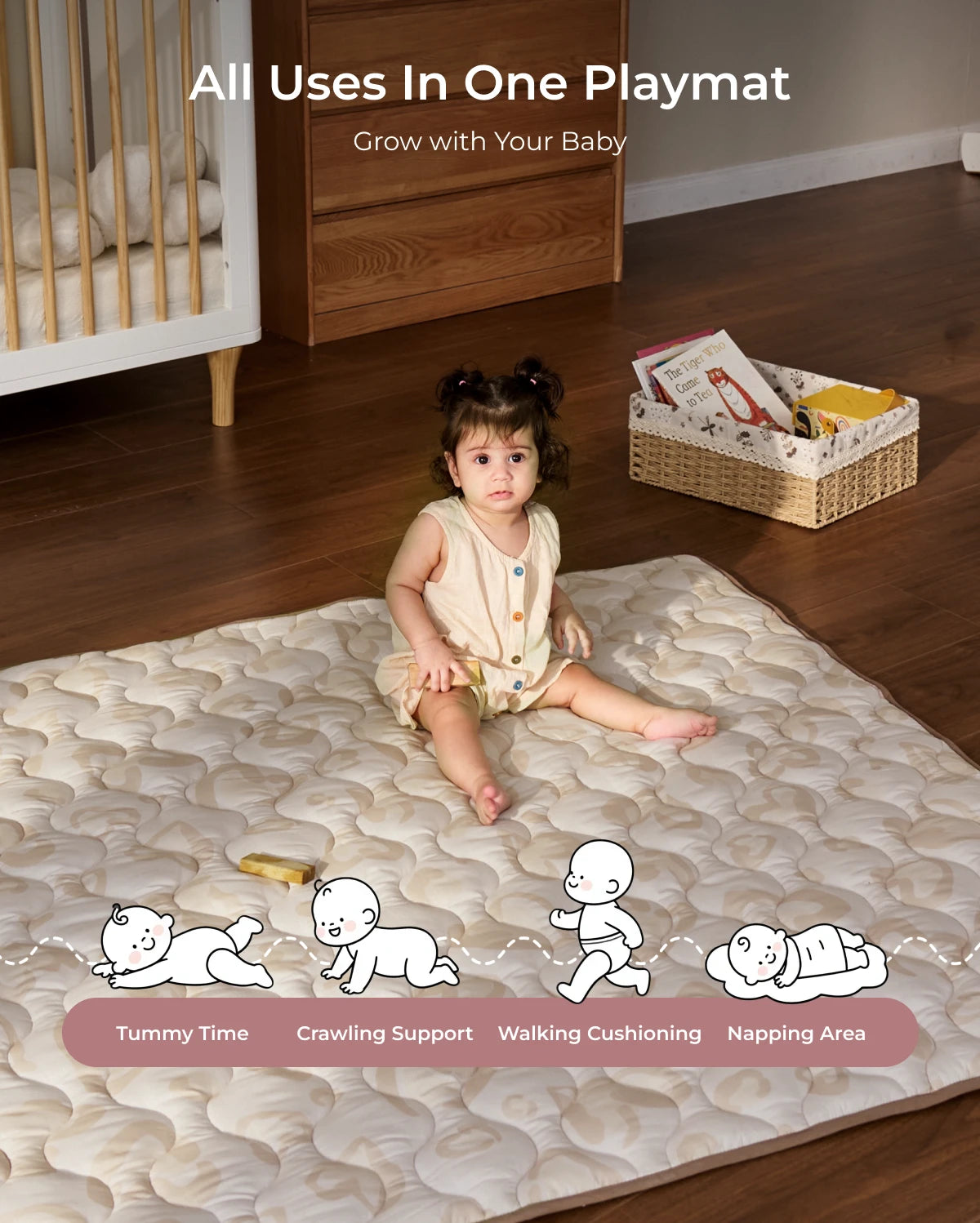 Tapis de jeu portable pour bébé - Léopard brun