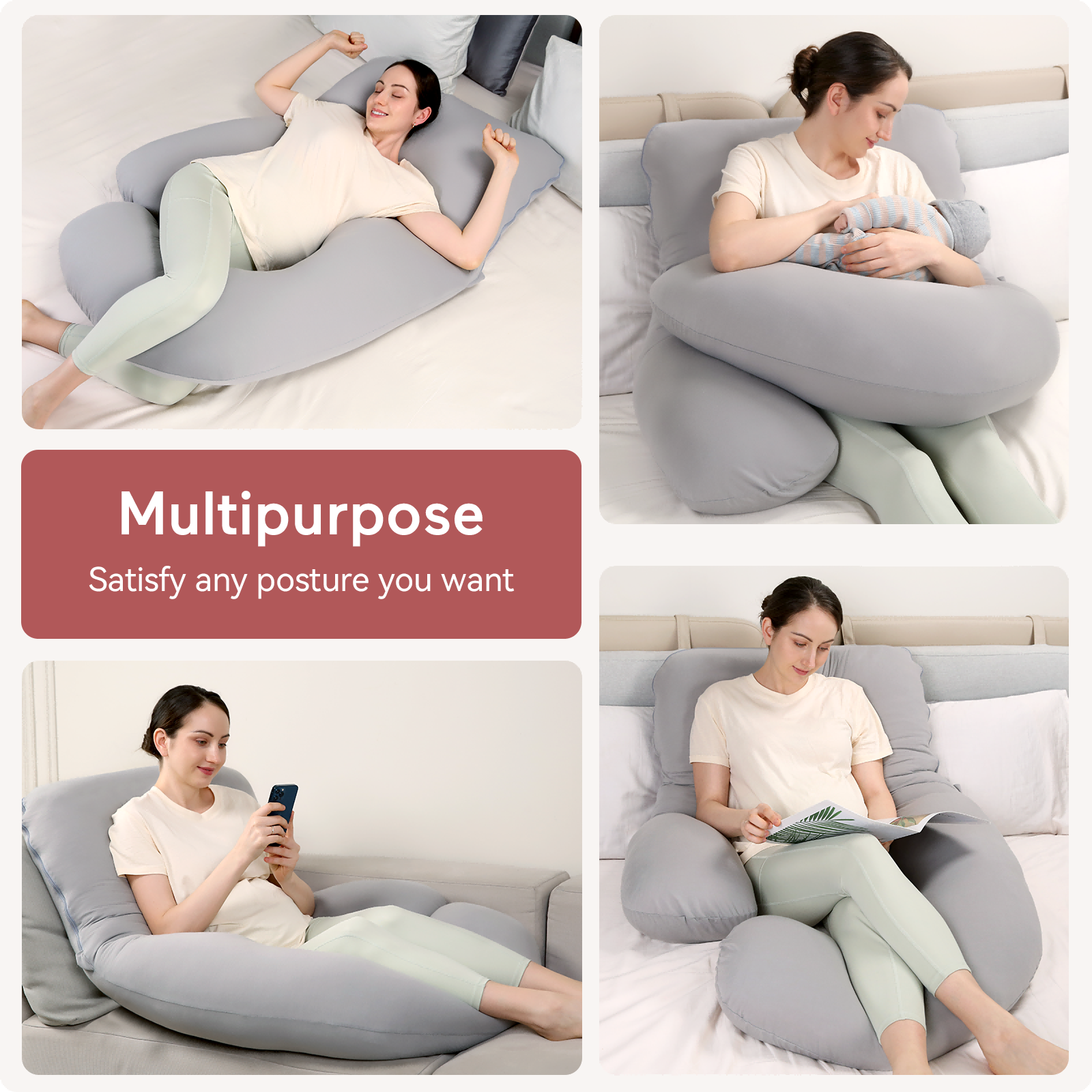 Huggable - Coussin de maternité en coton en forme de U