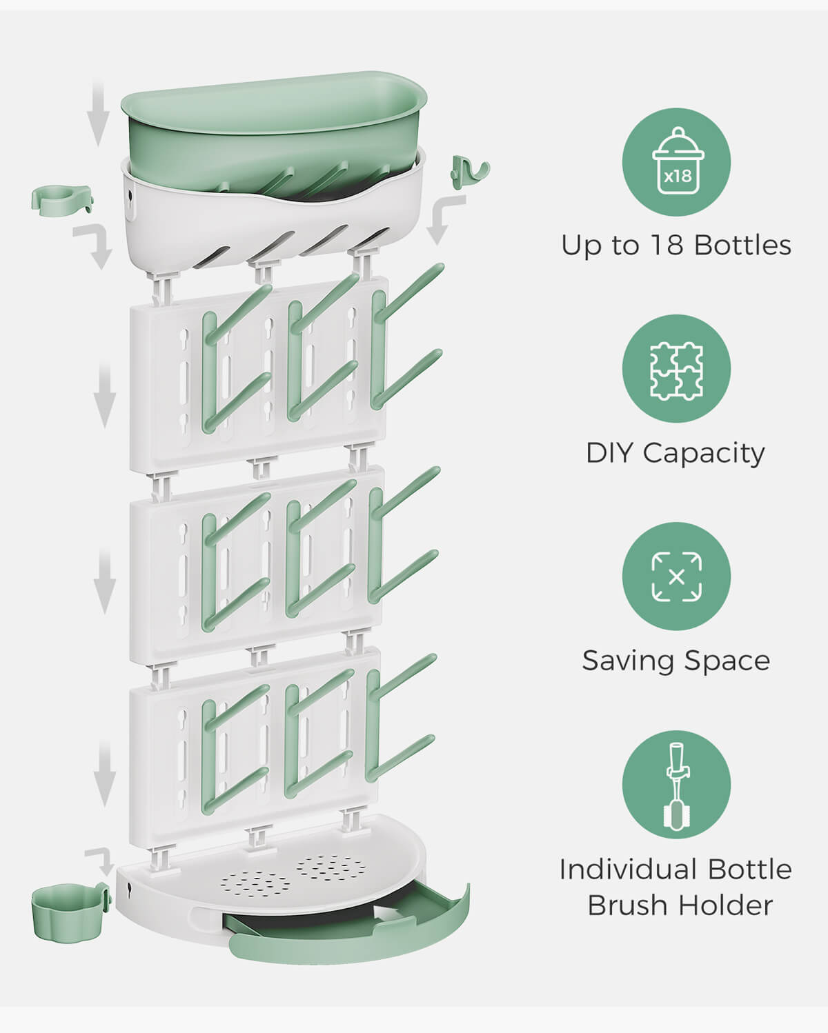 Momcozy DIY Grand support de séchage pour 18 bouteilles